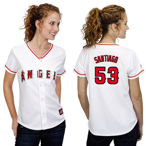 Hector Santiago #53 mlb Jersey-Los Angeles Angels of Anaheim Women's Authentic Home White Cool Base Baseball Jersey